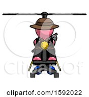 Poster, Art Print Of Pink Detective Man Flying In Gyrocopter Front View