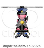 Poster, Art Print Of Pink Police Man Flying In Gyrocopter Front View