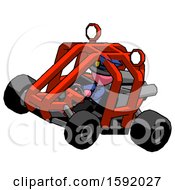 Poster, Art Print Of Pink Police Man Riding Sports Buggy Side Top Angle View