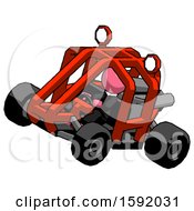 Poster, Art Print Of Pink Clergy Man Riding Sports Buggy Side Top Angle View