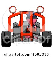 Poster, Art Print Of Pink Police Man Riding Sports Buggy Front View