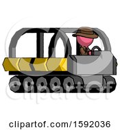 Poster, Art Print Of Pink Detective Man Driving Amphibious Tracked Vehicle Side Angle View