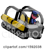 Pink Police Man Driving Amphibious Tracked Vehicle Top Angle View