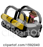 Pink Detective Man Driving Amphibious Tracked Vehicle Top Angle View