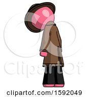 Poster, Art Print Of Pink Detective Man Depressed With Head Down Back To Viewer Left