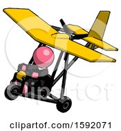 Poster, Art Print Of Pink Clergy Man In Ultralight Aircraft Top Side View
