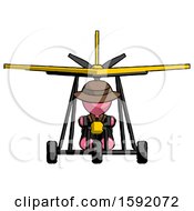 Pink Detective Man In Ultralight Aircraft Front View