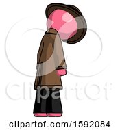 Poster, Art Print Of Pink Detective Man Depressed With Head Down Back To Viewer Right