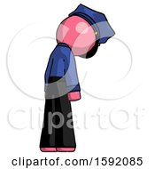 Poster, Art Print Of Pink Police Man Depressed With Head Down Back To Viewer Right