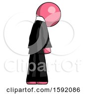 Poster, Art Print Of Pink Clergy Man Depressed With Head Down Back To Viewer Right