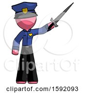 Pink Police Man Holding Sword In The Air Victoriously