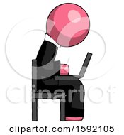 Poster, Art Print Of Pink Clergy Man Using Laptop Computer While Sitting In Chair View From Side