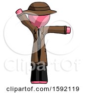 Poster, Art Print Of Pink Detective Man Directing Traffic Right
