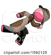 Poster, Art Print Of Pink Detective Man Running While Falling Down