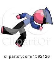 Poster, Art Print Of Pink Police Man Running While Falling Down