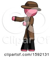 Poster, Art Print Of Pink Detective Man Presenting Something To His Right