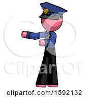 Poster, Art Print Of Pink Police Man Presenting Something To His Right