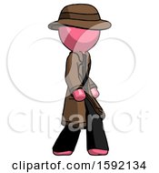 Poster, Art Print Of Pink Detective Man Walking Turned Right Front View