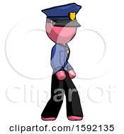 Poster, Art Print Of Pink Police Man Walking Turned Right Front View