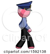 Poster, Art Print Of Pink Police Man Walking Right Side View