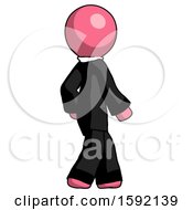 Poster, Art Print Of Pink Clergy Man Walking Away Direction Right View