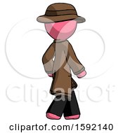 Poster, Art Print Of Pink Detective Man Walking Away Direction Right View