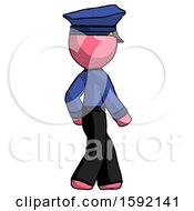 Poster, Art Print Of Pink Police Man Walking Away Direction Right View