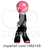Poster, Art Print Of Pink Clergy Man Walking Away Direction Left View