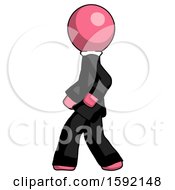 Poster, Art Print Of Pink Clergy Man Walking Left Side View