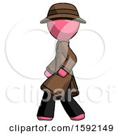 Poster, Art Print Of Pink Detective Man Walking Left Side View