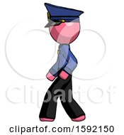 Poster, Art Print Of Pink Police Man Walking Left Side View