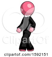 Poster, Art Print Of Pink Clergy Man Man Walking Turned Left Front View