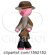 Poster, Art Print Of Pink Detective Man Man Walking Turned Left Front View