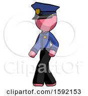 Poster, Art Print Of Pink Police Man Man Walking Turned Left Front View