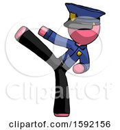 Poster, Art Print Of Pink Police Man Ninja Kick Left