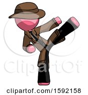 Poster, Art Print Of Pink Detective Man Ninja Kick Right