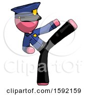 Poster, Art Print Of Pink Police Man Ninja Kick Right
