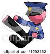 Poster, Art Print Of Pink Police Man Flying Ninja Kick Left