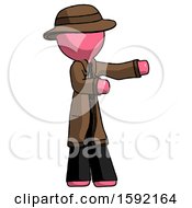 Poster, Art Print Of Pink Detective Man Presenting Something To His Left