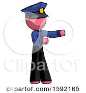 Poster, Art Print Of Pink Police Man Presenting Something To His Left