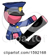 Poster, Art Print Of Pink Police Man Flying Ninja Kick Right