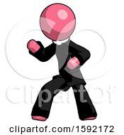Pink Clergy Man Martial Arts Defense Pose Left