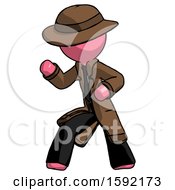 Poster, Art Print Of Pink Detective Man Martial Arts Defense Pose Left