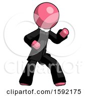 Poster, Art Print Of Pink Clergy Man Martial Arts Defense Pose Right