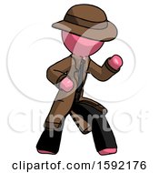 Pink Detective Man Martial Arts Defense Pose Right