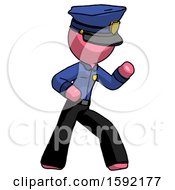 Poster, Art Print Of Pink Police Man Martial Arts Defense Pose Right