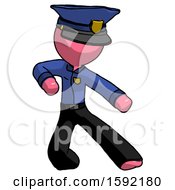 Poster, Art Print Of Pink Police Man Karate Defense Pose Right