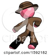 Pink Detective Man Karate Defense Pose Left