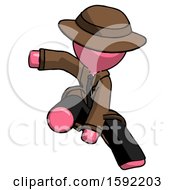Pink Detective Man Action Hero Jump Pose