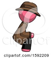 Poster, Art Print Of Pink Detective Man Squatting Facing Right